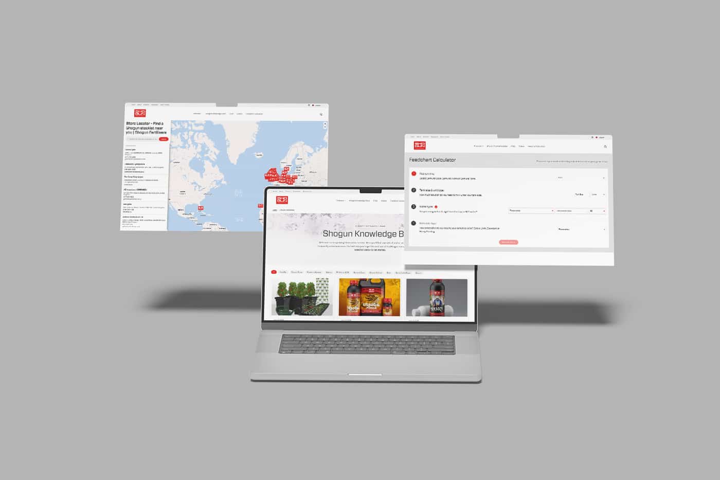ShogunFertilisers.com Shopify Website Screenshots on a laptop